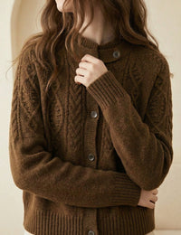 Damenweste braun gestrickt klassische Mode Strickjacke