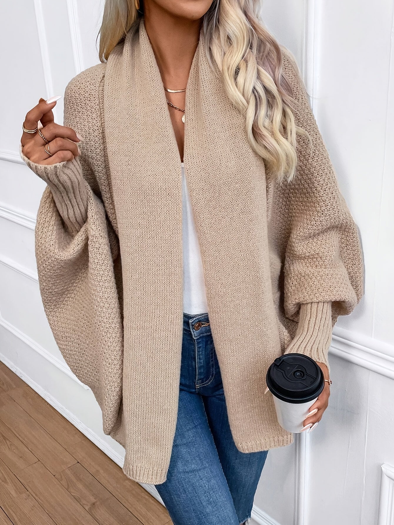 Cardigan Femme Élégant en Tricot Batwing 1