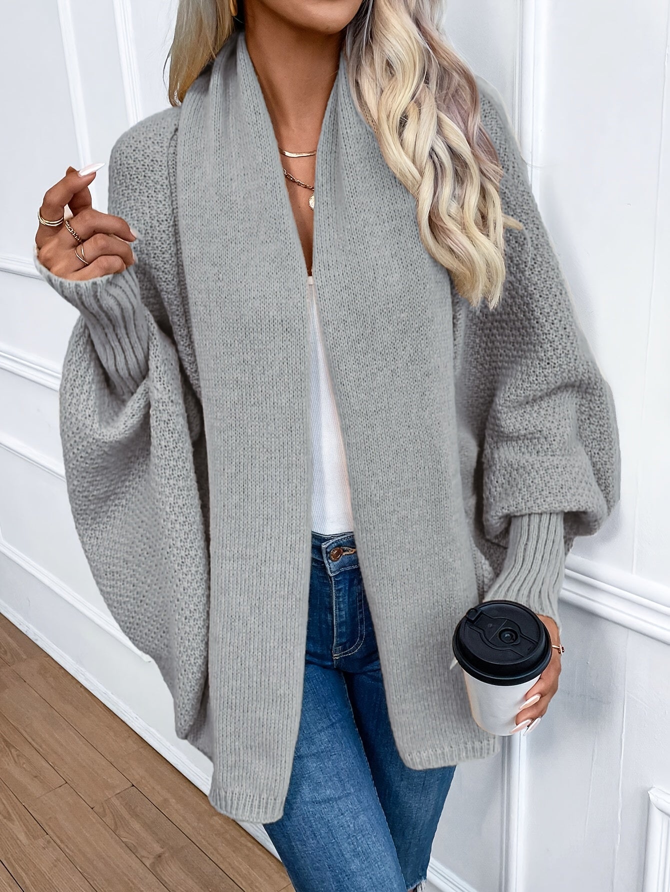 Cardigan Femme Élégant en Tricot Batwing 5