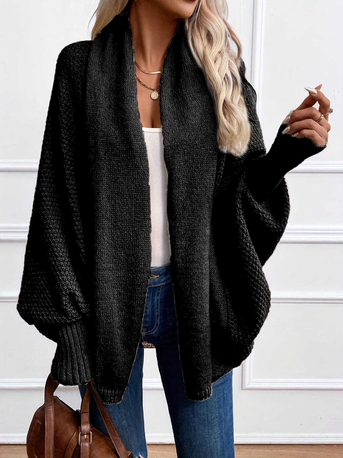 Cardigan Femme Élégant en Tricot Batwing 6