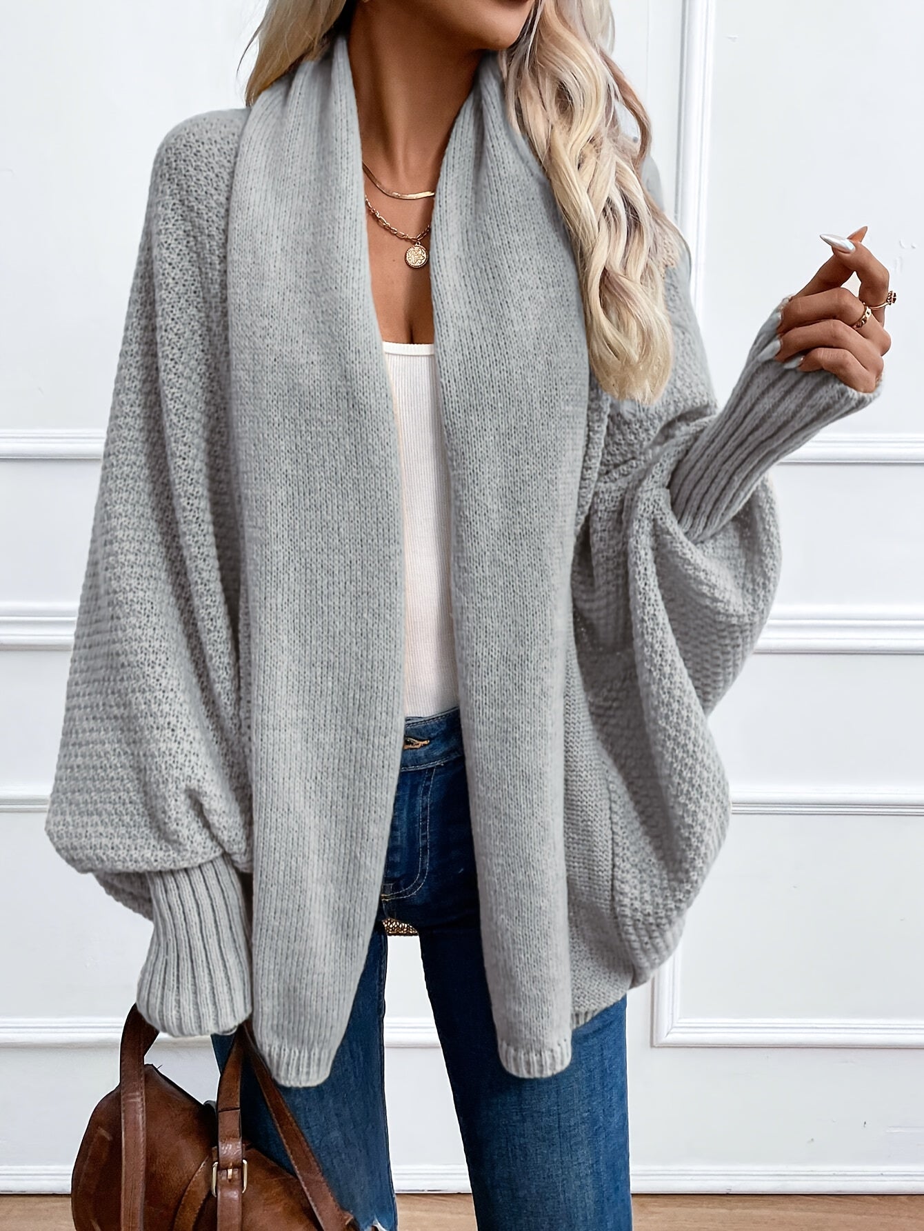 Cardigan Femme Élégant en Tricot Batwing 7