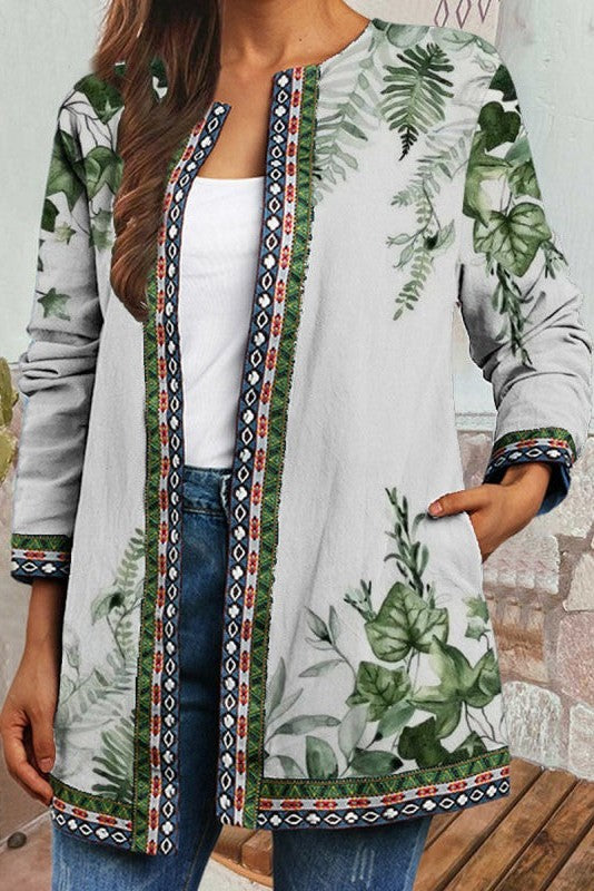 Cardigan Femme Floral Ouvert Élégant 0