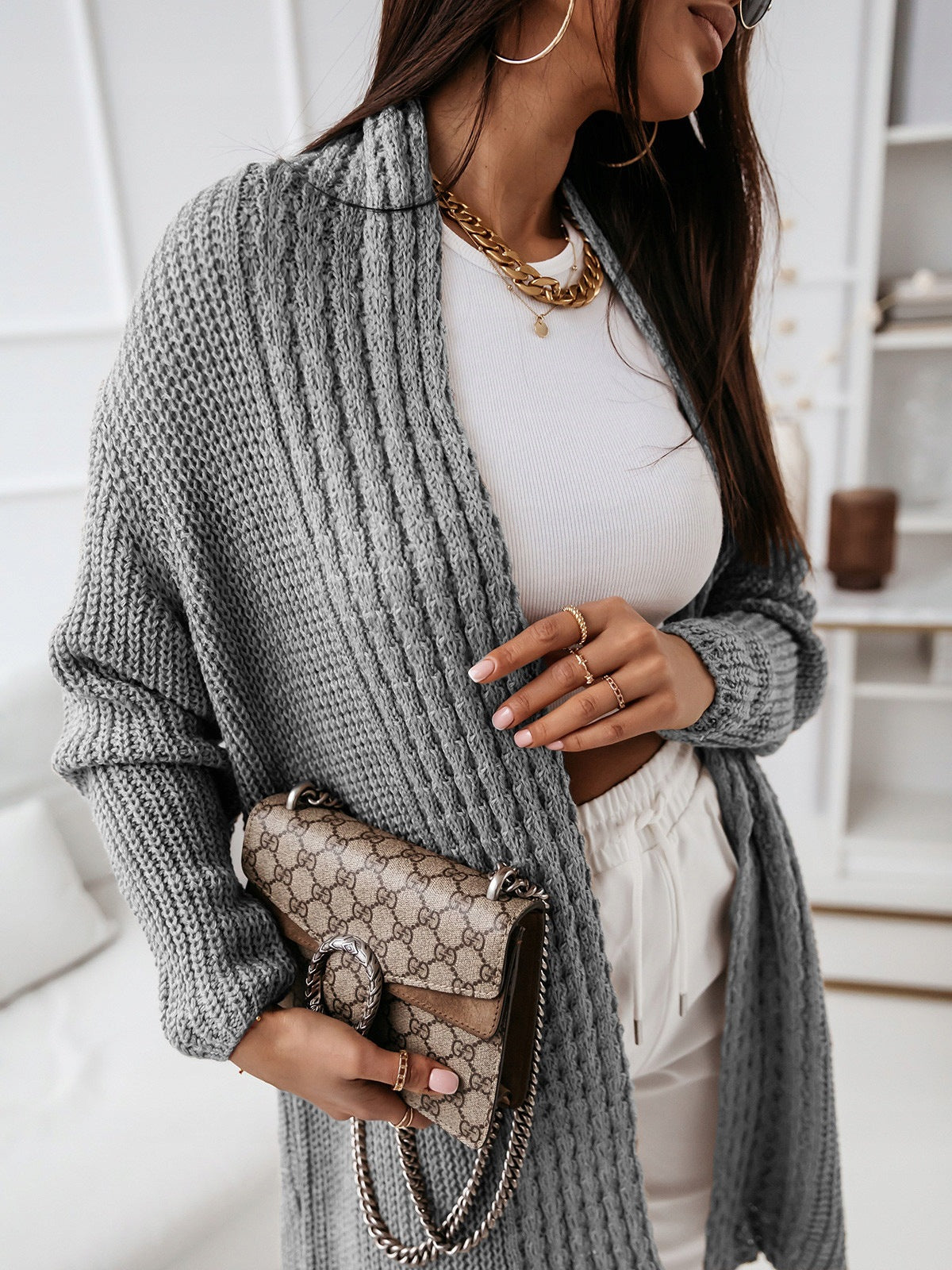 Cardigan Femme Long Confortable Décontracté 1
