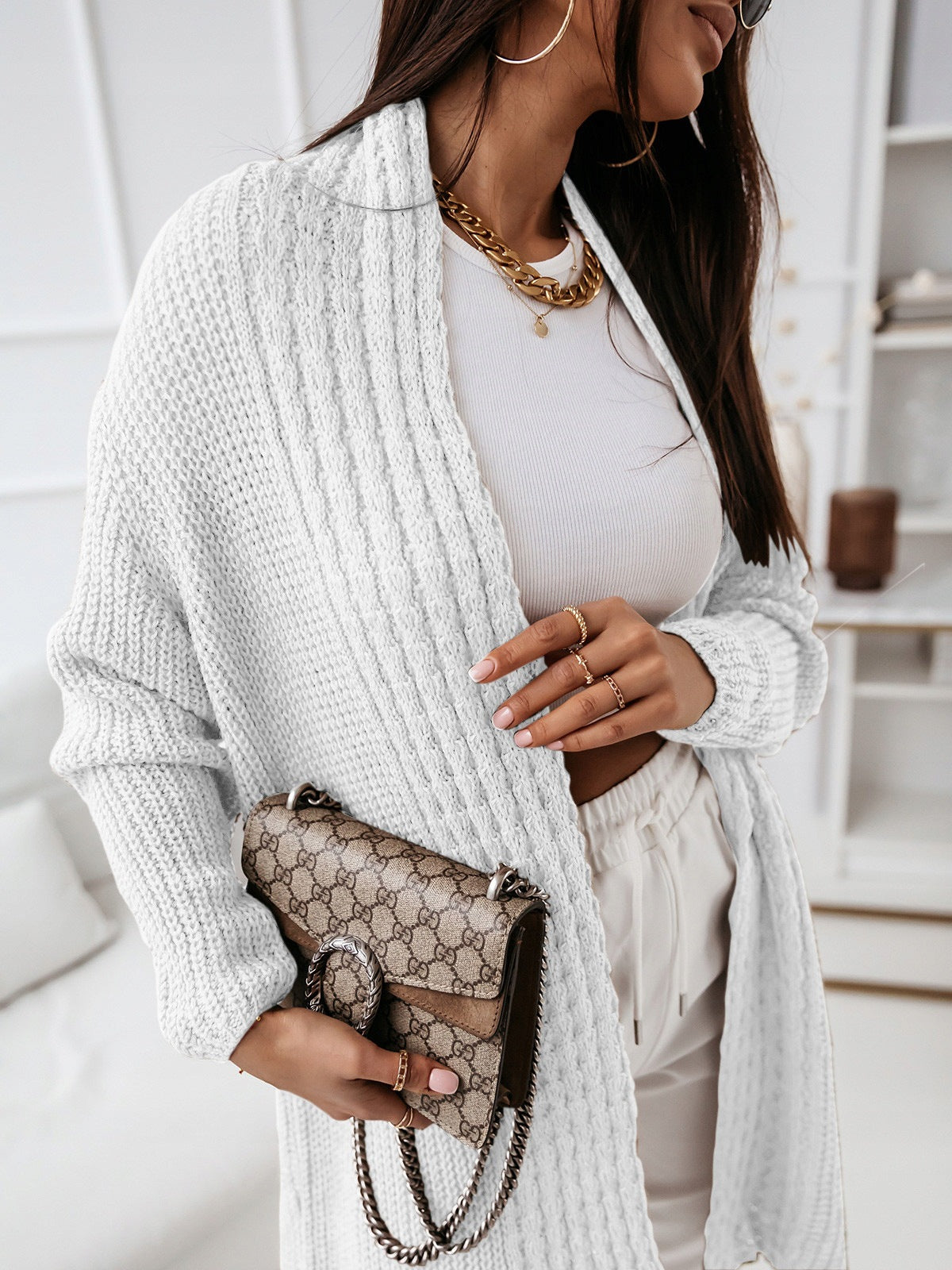 Cardigan Femme Long Confortable Décontracté 4