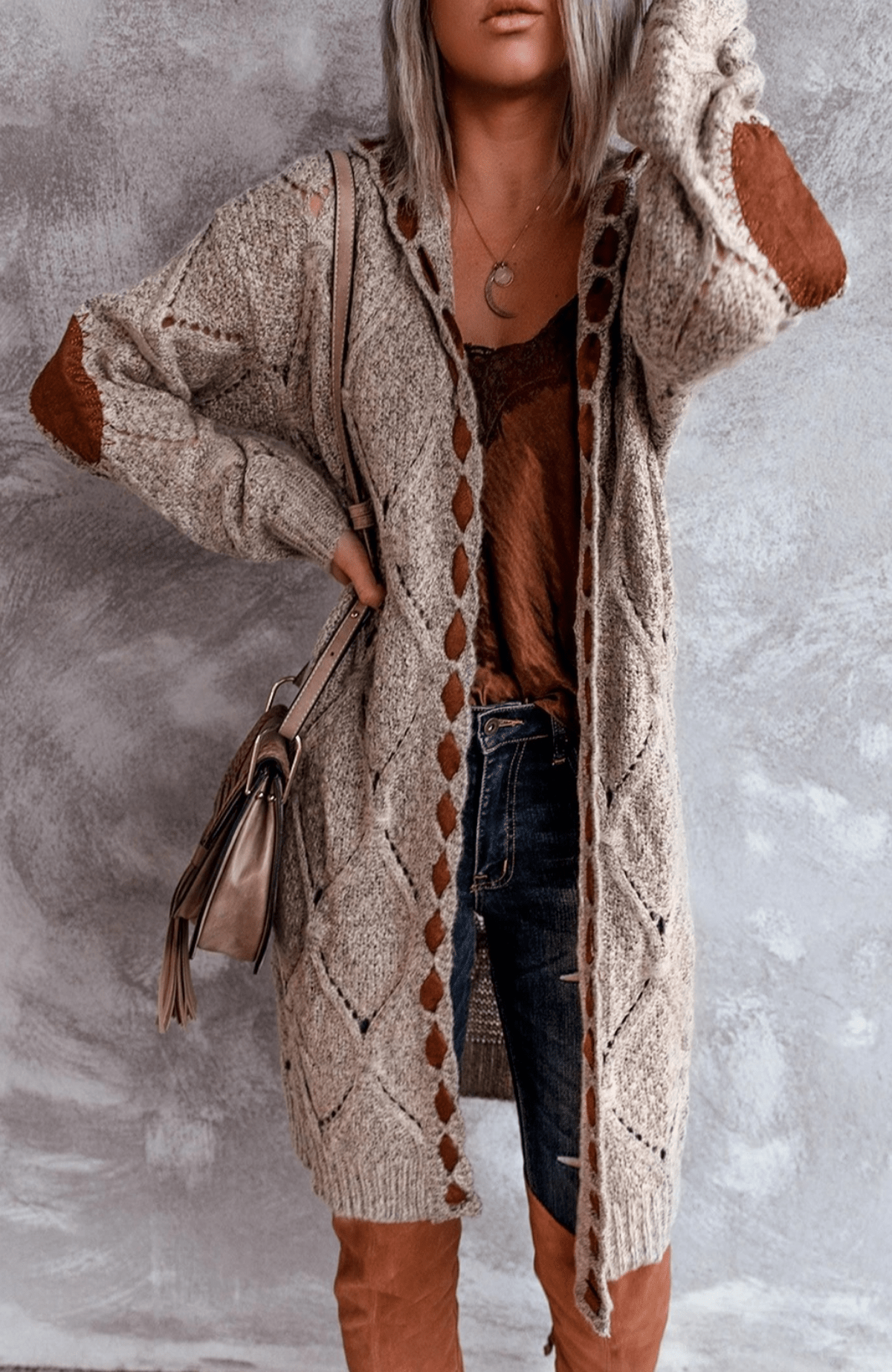 Cardigan Femme Long Pratique Avec Capuche 2