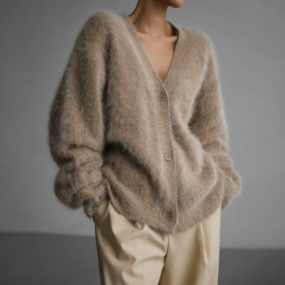 Cardigan Femme Oversize Élégant Col V 0