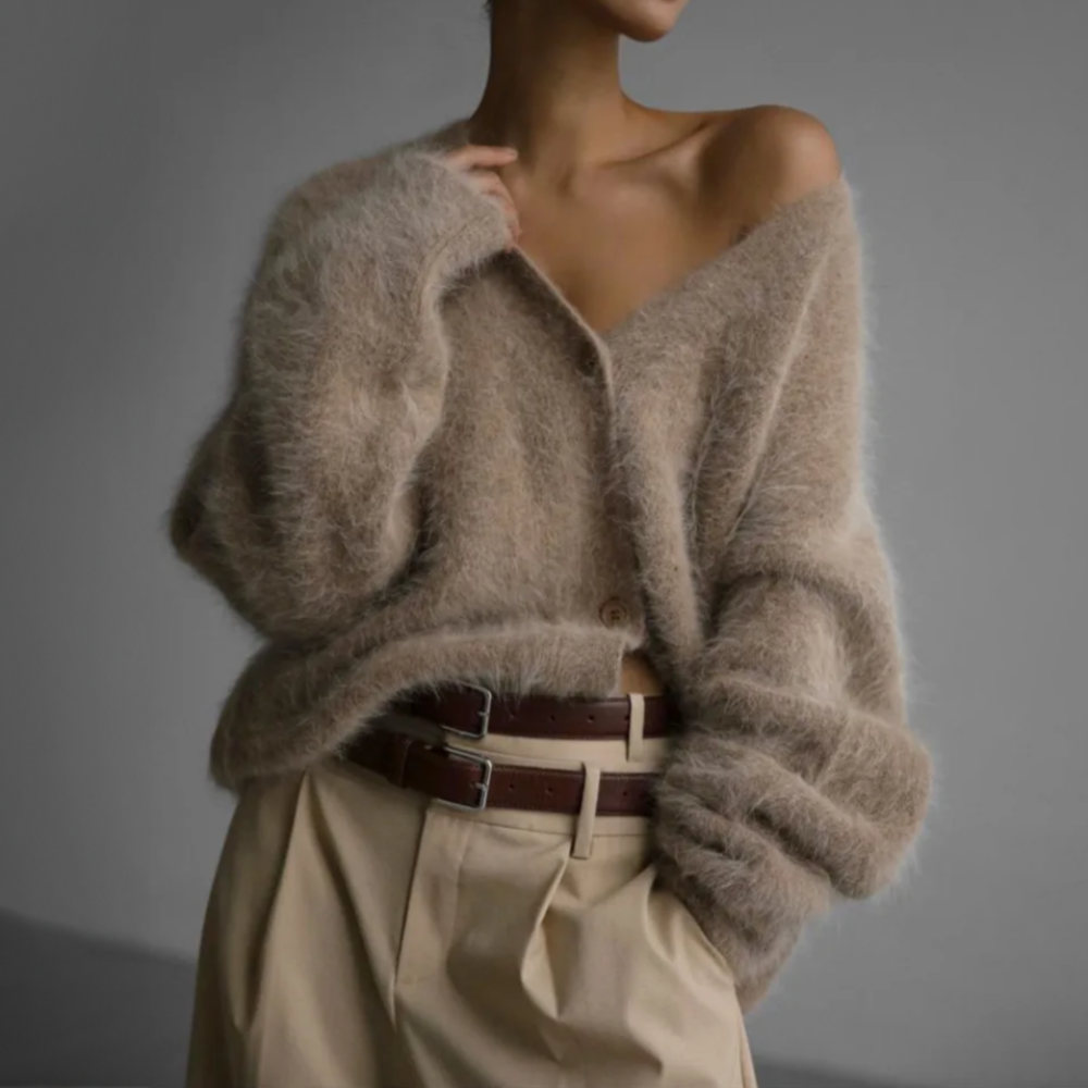 Cardigan Femme Oversize Élégant Col V 1