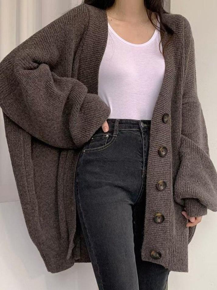 Cardigan Femme Surdimensionné Boutonné Chic 3