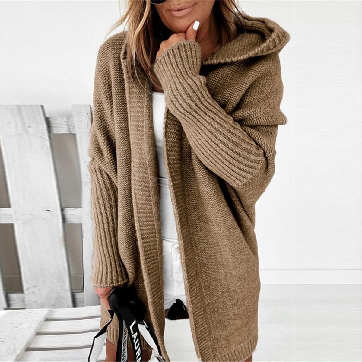Cardigan Femme Surdimensionné à Capuche 0