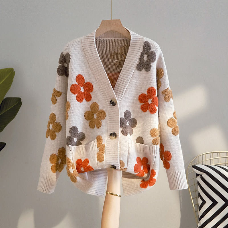 Cardigan Femme Vintage à Motif Floral 0