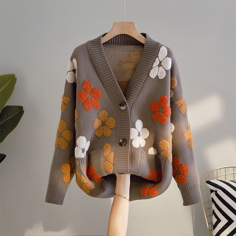 Cardigan Femme Vintage à Motif Floral 4