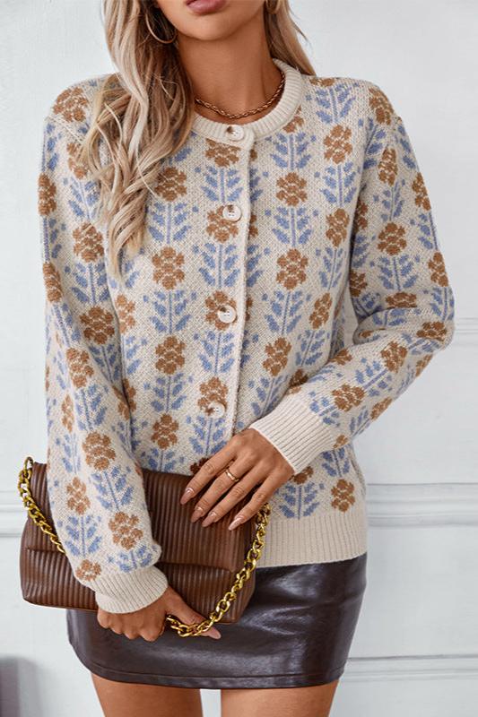 Cardigan Floral Ample Femme Élégant 2