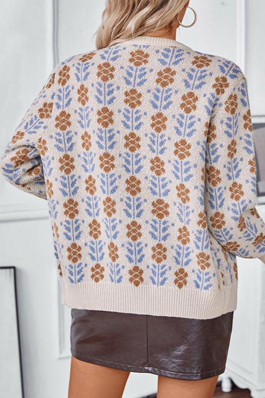 Cardigan Floral Ample Femme Élégant 5