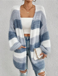 Gilet Long à Manches Longues Femme Cardigan Mode Féminine