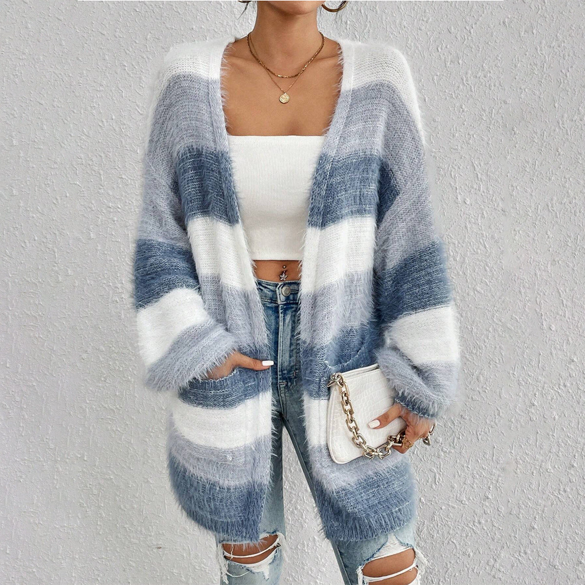 Cardigan Long à Manches Longues Femme 0