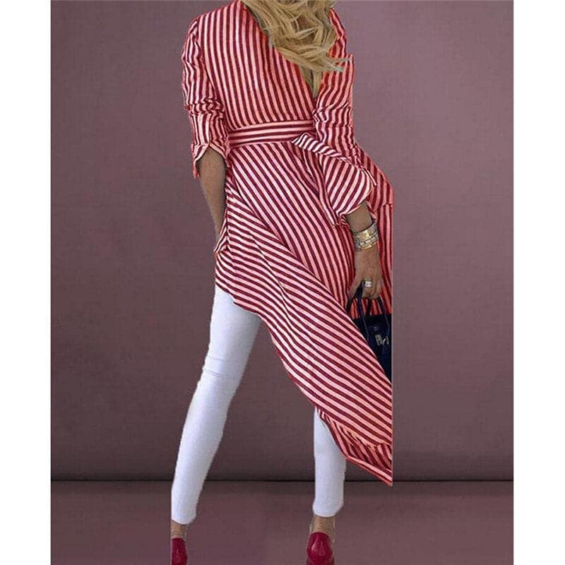 Chemisier Femme Chic Asymétrique Col en V 4