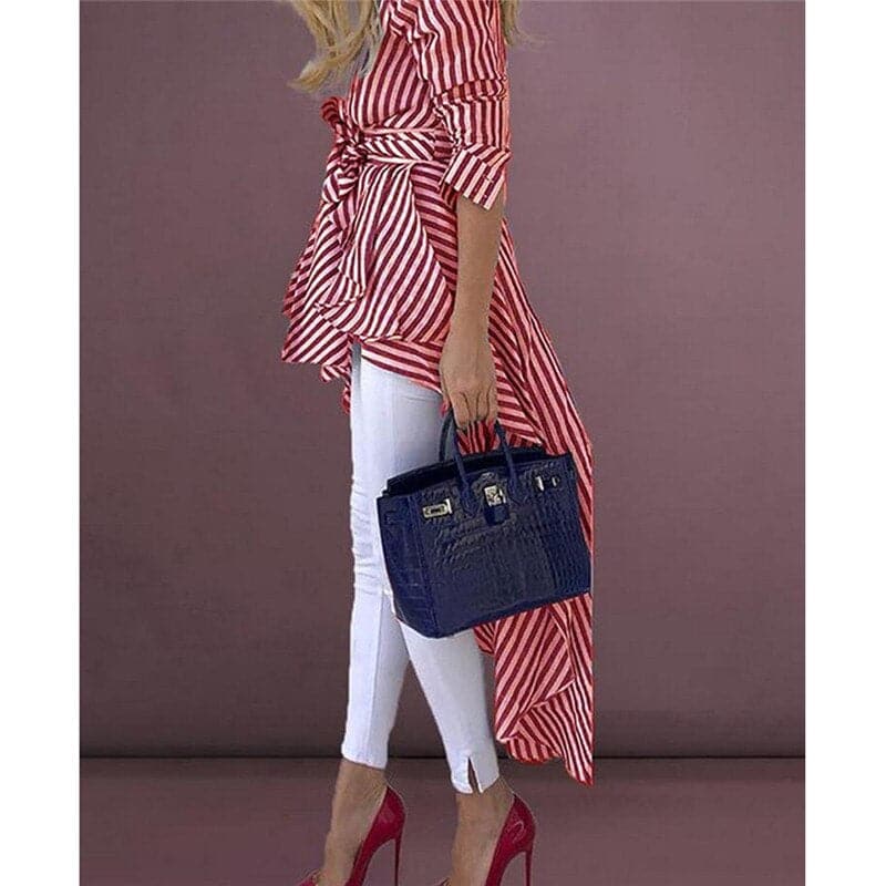 Chemisier Femme Chic Asymétrique Col en V 5