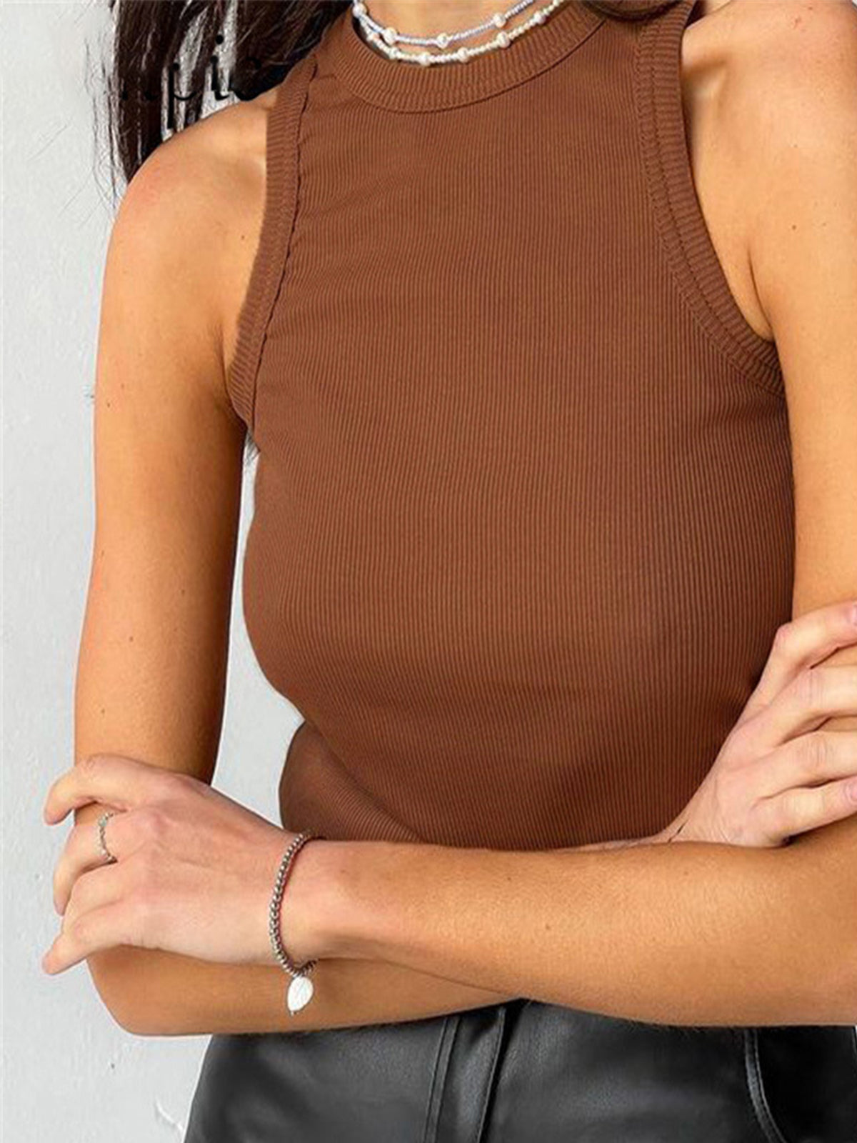 Débardeur Côtelé Court Femme Été 9