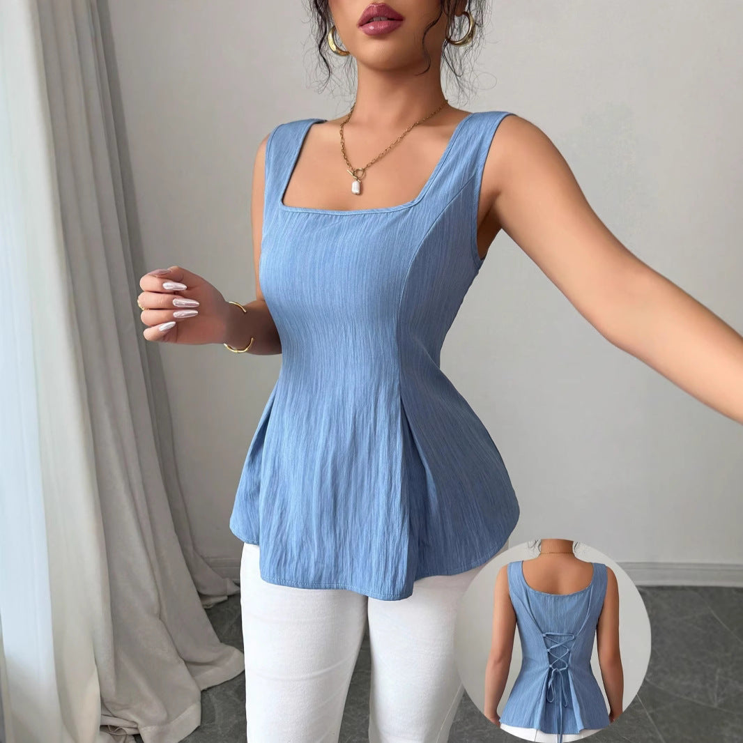 Débardeur Côtelé Femme Slim Col Carré 2