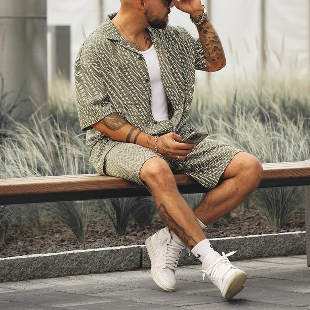 dresses : Luca – Ensemble estival léger chemise et short à coupe décontractée in van Seroa