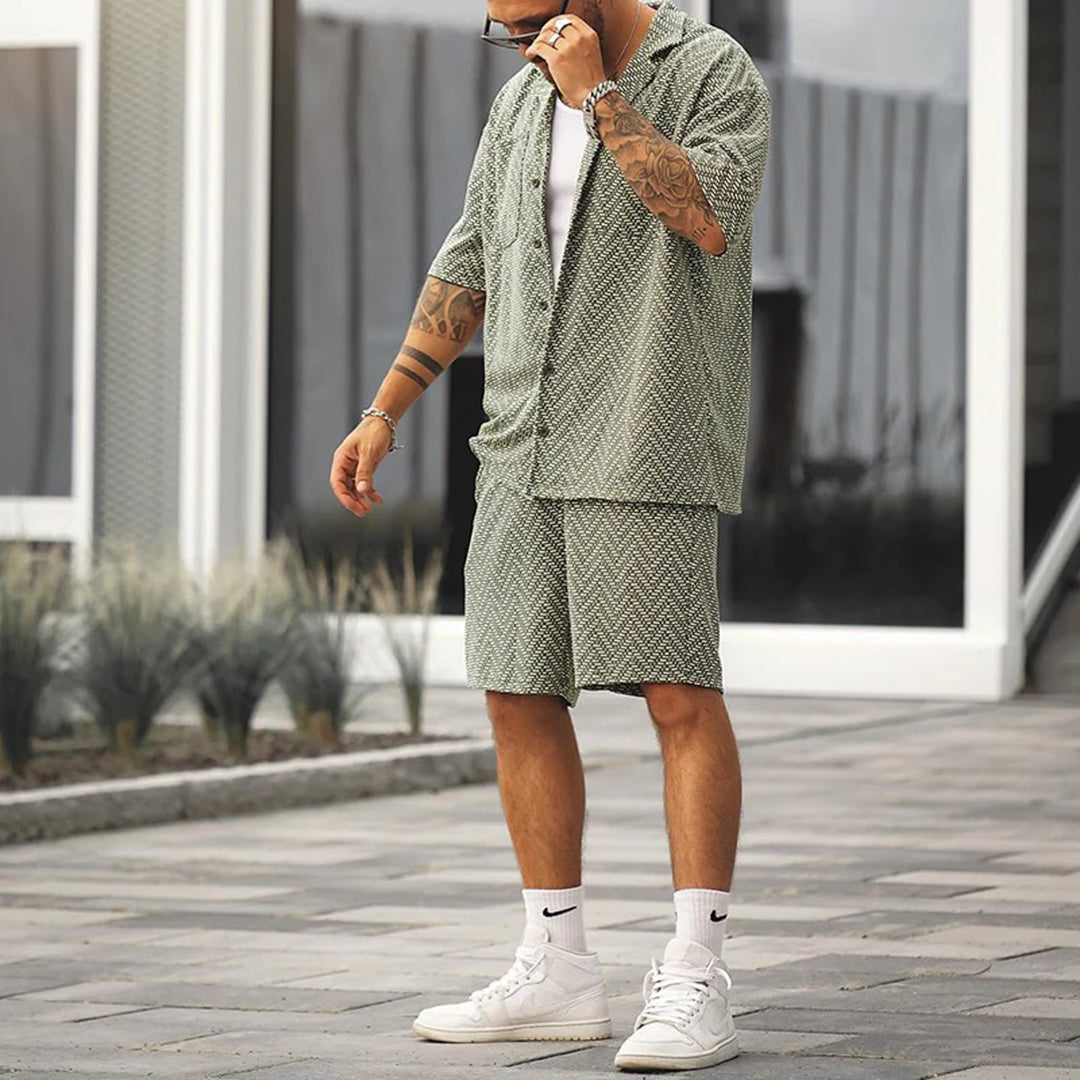 dresses : Luca – Ensemble estival léger chemise et short à coupe décontractée in van Seroa