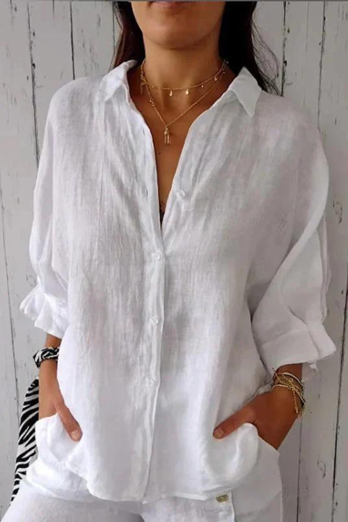 top blouses : Callie – Chemise Élégante et Légère en Lin à Coupe Décontractée in van Seroa