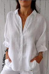 top blouses : Callie – Chemise Élégante et Légère en Lin à Coupe Décontractée in van Seroa