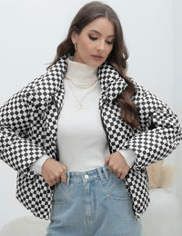 Damen-Daunenjacke mit geometrischem Muster Herbst-Winter-Mode