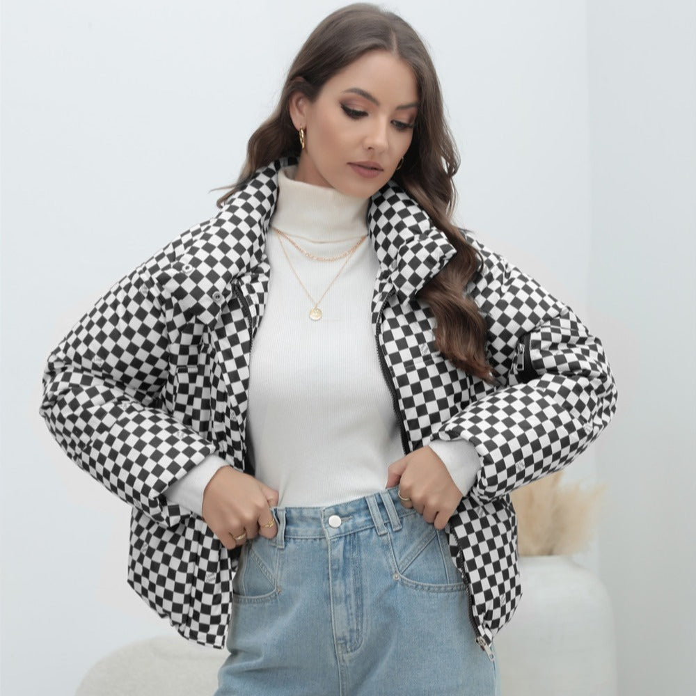 Doudoune Femme Élégante À Motif Géométrique 0