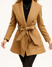 Damen-Daunenjacke mit Gürtel aus Wolle Herbstkollektion