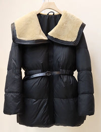 Lange Damen-Daunenjacke mit Gürtel Modisch Weiblich Beliebt