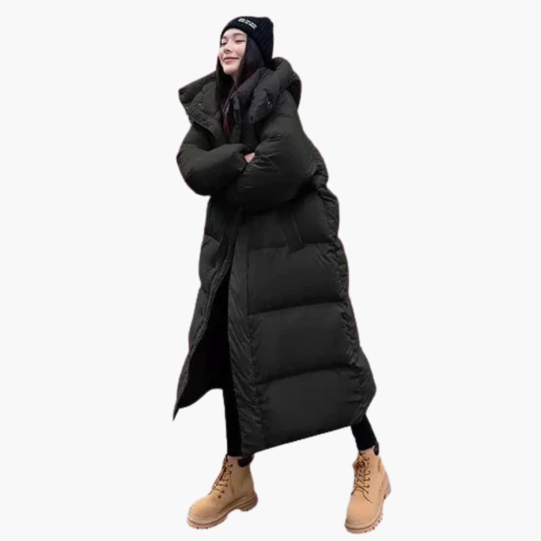 Doudoune Longue Femme Matelassée Avec Capuche 3