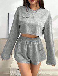 Ensemble Décontracté Femme Haut Court et Short Coton