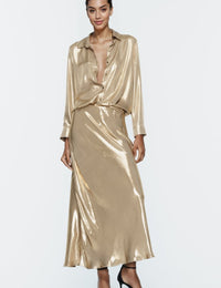 Damen Satin-Set mit ausgestelltem Schnitt, Damenbekleidung