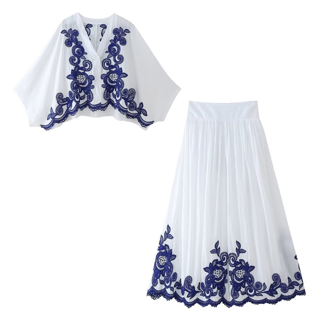 Ensemble Femme Bohème Chic avec Blouse et Jupe 0