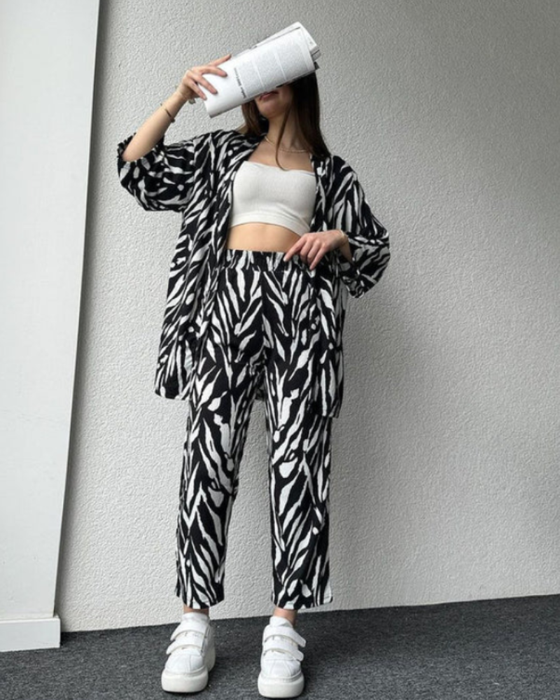 Ensemble Femme Chemise Oversize et Pantalon Fluide 1