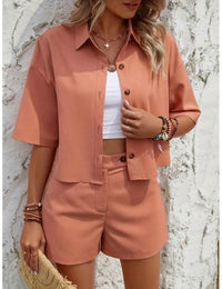 Damen zweiteiliges Set mit Hemd und legeren Shorts