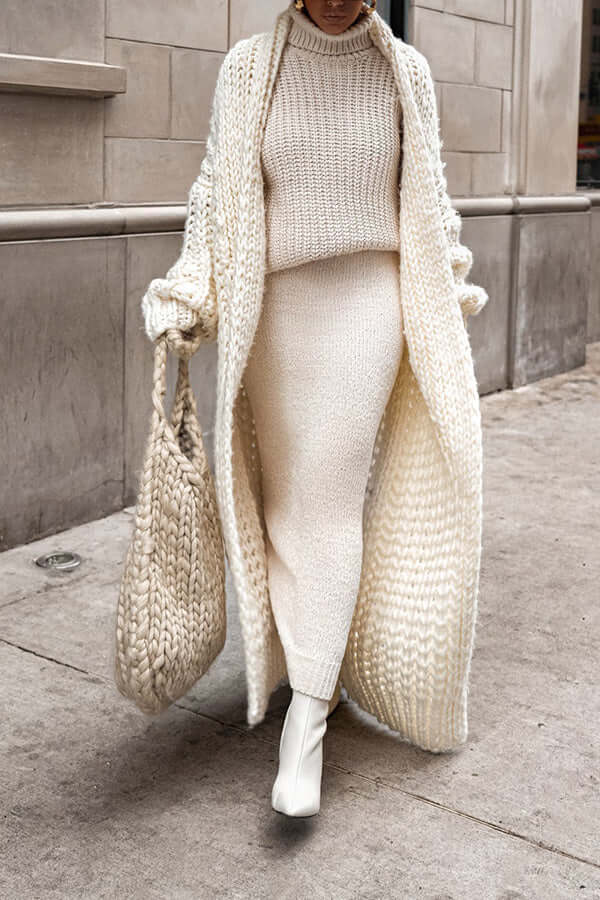 Ensemble Femme Chic Tricoté avec Cardigan 1