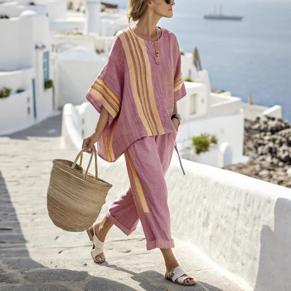 Ensemble Femme Élégant en Lin Décontracté 1