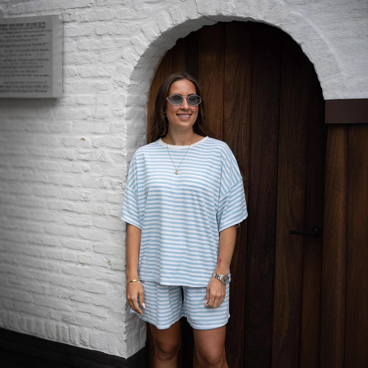 Ensemble Femme Stylé à Motif Rayé 3
