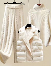 Ensemble Femme Tricot Cosy Confort Féminin Coton Et Laine