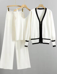 Damen dreiteiliges Tailleur-Set mit Cardigan