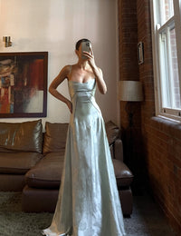 Satin-Abendkleid mit geschnürtem Rücken und Blumenmuster für Damen