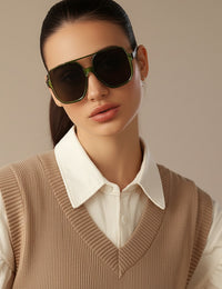 Lunettes de soleil Femmes Vintage à Demi-Cadre