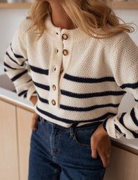 Gilet Femme Rayé Bleu Marin Viscose Pulls et gilets