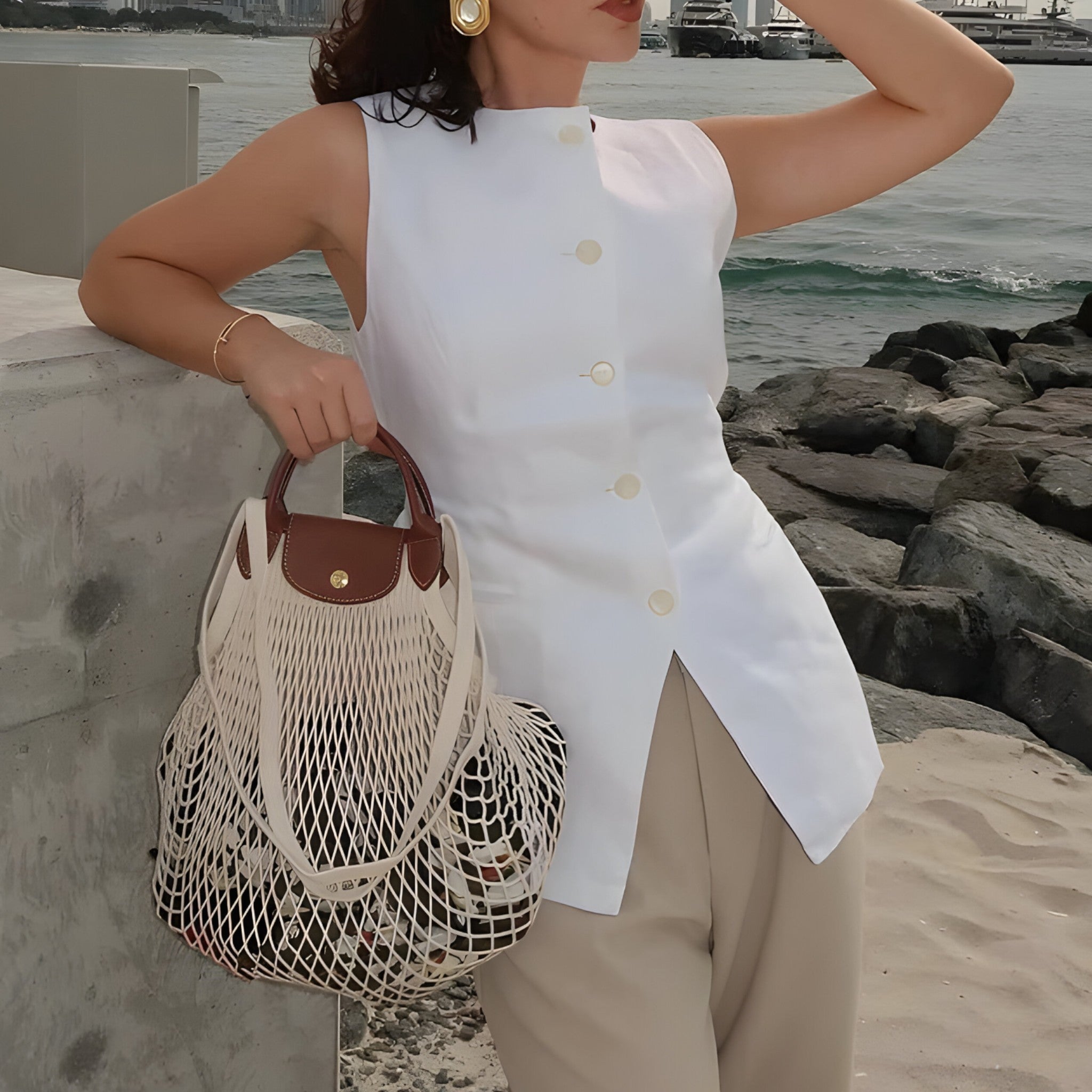 Gilets : Enara | Gilet Sans Manche Femme en Coton in van Seroa