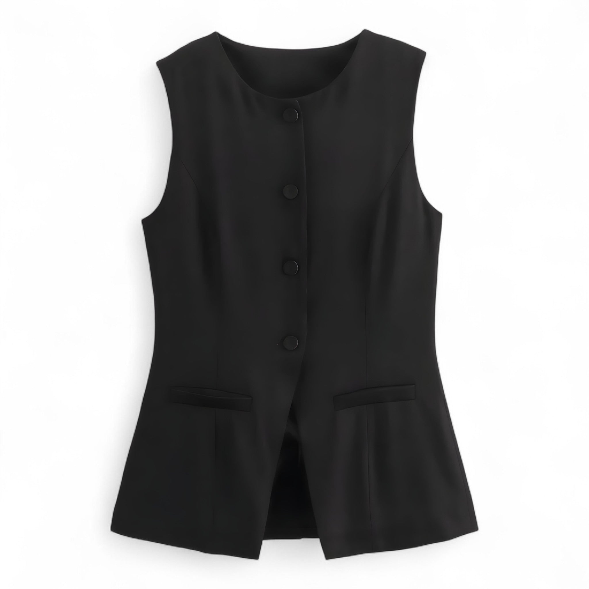 Gilets : Enara | Gilet Sans Manche Femme en Coton in Noir van Seroa