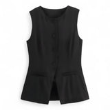 Gilets : Enara | Gilet Sans Manche Femme en Coton in Noir van Seroa