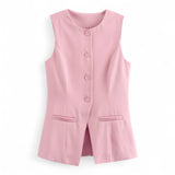 Gilets : Enara | Gilet Sans Manche Femme en Coton in Rose van Seroa
