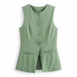 Gilets : Enara | Gilet Sans Manche Femme en Coton in Vert van Seroa